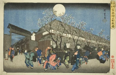 Cherry Blossoms at Night on Nakanocho in the Yoshiwara, from the series "Famous Places in the Eastern Capital"
