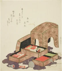 Collection of seals in lacquer trays