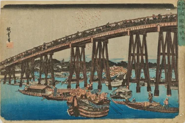 "Cooling Off at Ryōgoku" from the series "Famous Places of Edo"