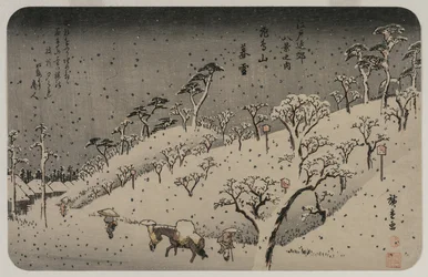 Evening Snow at Asuka Hill, from the series Eight Views of the Environs of Edo, c. 1837-38
