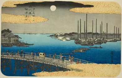 Fishing Boats near Eitai Bridge in Tsukuda Bay, from the series 