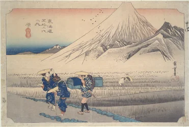Fuji in the Morning at Hara, from the Series Fifty-three Stations of the Tokaido