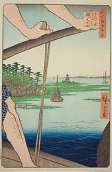 Haneda Ferry and Benten Shrine, No.72 from the series "One Hundred Famous Views of Edo"