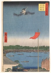 Komagata Hall and Azuma Bridge, from the series "One Hundred Famous Views of Edo"