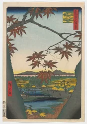 Maple Trees at Mama, Tekona Shrine and Linked Bridge, Edo Period
