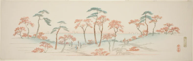 Maples at Kaianji Temple, from an Untitled Series of Famous Views of the Edo Suburbs