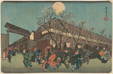 Night Procession under Cherry Blossoms along the Nakanochō at Shin Yoshiwara