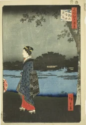 Night View of Matsuchi Hill and the Sanya Canal, from the series One Hundred Famous Views of Edo