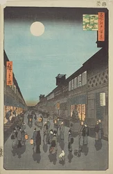 Night View of Saruwaka-machi, No.90 from the series "One Hundred Famous Views of Edo"