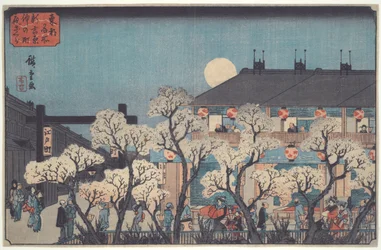 Night Viewing of Cherry Blossoms along the Nakano-chō at Shin Yoshiwara, from the series Famous Places in the Eastern Capital