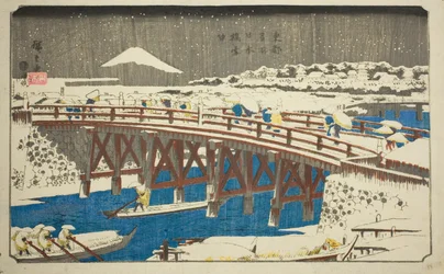 Nihon Bridge in Snow, from the series "Famous Places in the Eastern Capital"