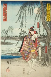 Ohan and Obiya Choemon Eloping in the Drama Katsuragawa Renri no Shigarami, from the Series 