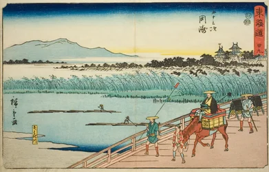 Okazaki: Yahagi River, No. 39, from the series Fifty-three Stations of the Tokaido, also known as the Reisho Tokaido