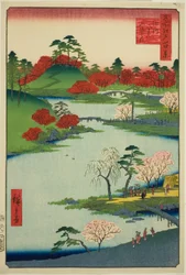 Opening of the Garden at Fukagawa Hachiman Shrine, from the series "One Hundred Famous Views of Edo"