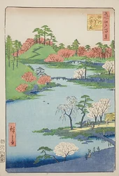 Opening of the Garden at Fukagawa Hachiman Shrine, No.68 from the series "One Hundred Famous Views of Edo"