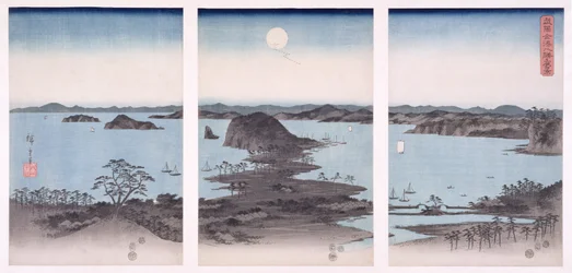 Panorama of Views of Kanazawa Under Full Moon, from the Series 