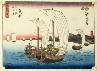 Sailing boats at Arai, from the series 