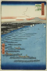 Samezu Coast in South Shinagawa (Minami-Shinagawa Samezu kaigan), from the series "One Hundred Famous Views of Edo (Meisho Edo hyakkei)"