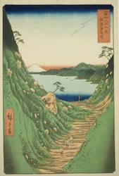 Shiojiri Pass in Shinano Province, from the series "Thirty-six Views of Mount Fuji"