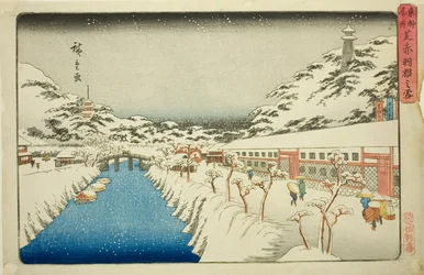 Snow at Akabane Bridge in Shiba, from the series Famous Places in the Eastern Capital