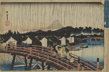Sunshower at Nihonbashi Bridge from the Series "Famous Places of the Eastern Capital"