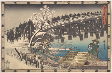 The Loyal Ronin Crossing the Long Bridge to Embark for the Night Attack upon Moronao