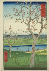 The Outskirts of Koshigaya in Musashi Province, from the Series Thirty-six Views of Mount Fuji