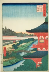 The Pagoda at Zojo Temple and Akabane, No.53 from the series "One Hundred Famous Views of Edo"