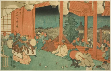 The Sacred Dance at the Shinmei Shrine in Shiba at Dawn, from the series 