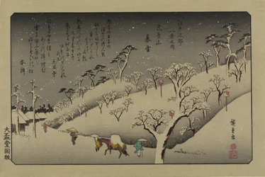 Twilight Snow at Asuka Hill, from the series Eight Views in the Environs of Edo, 1838