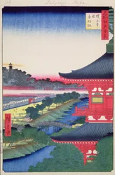 Zojoji Pagoda and Akabane from One Hundred Famous Views of Edo, 1857