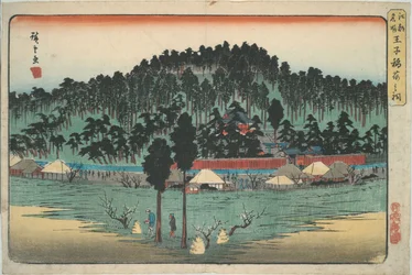 a. Small Shrine at Ōji, from the series Famous Views of Edo
