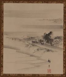Landscape: River, Town and Mist, Edo Period, 19th Century