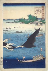 Whaling at Goto in Hizen Province, from the series One Hundred Famous Views of the Provinces