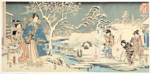 An Eastern Genji in a Snowy Garden, 1854