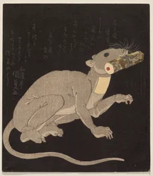 Ichikawa Danjūrō VII in a Rat Costume, Holding a Magic Scroll