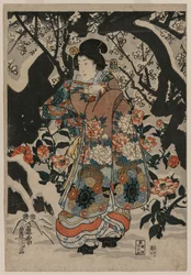 Woman Standing Beside a Plum Tree