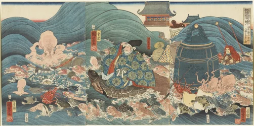 Dragon God Rewarding Hidesato with Three Gifts, April 1858