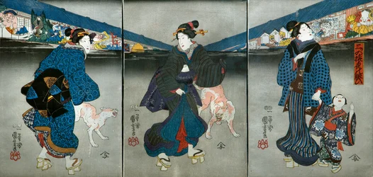 Festivities of Three Monkeys in the Night