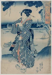 Geisha Standing on the Bank of the Sumida River, early 1830s
