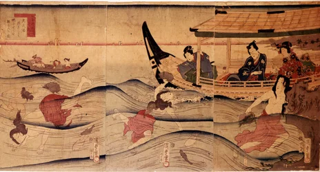 The Abalone Fishing. Prints by Utagawa Kuniyoshi (c.1797-1861)