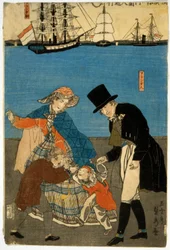 Europeans taking a walk in Yokohama