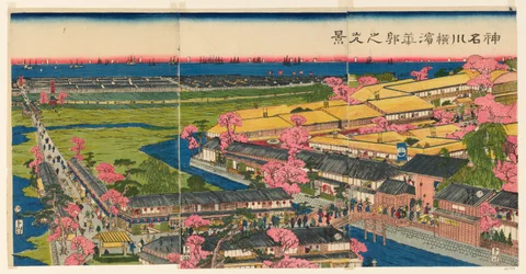 Panoramic View of the Pleasure Quarters in Yokohama, Kanagawa