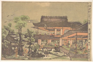Tea house; Scene entitled: "Viewing the Moon in mid-autumn"