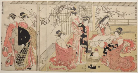 Courtesans of the Ogiya on a Spring Outing