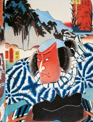 Portrait of a Kabuki theatre actor red-faced with anger, ukiyo-e art print by Utagawa Toyokuni