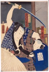 Ichikawa Kakitsu as Ishidome Busuke and Arashi Kichirodku as Sagihira