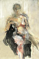 Abstract Woman and Black Cat