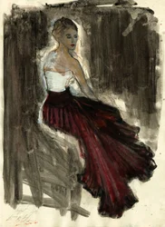 Elegant Woman Red Skirt