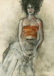 Pensive Curly Haired Woman
